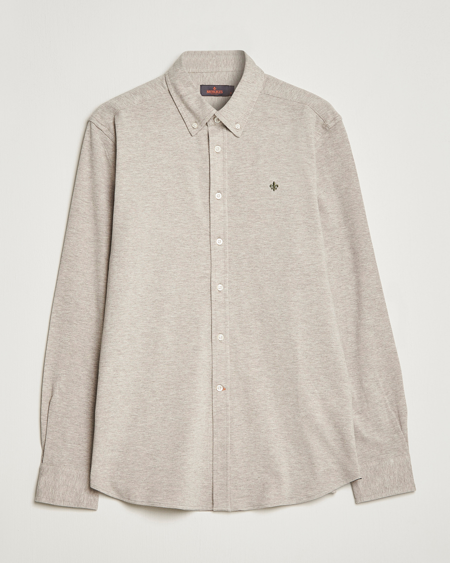 Mies | Kauluspaidat | Morris | Ivory Jersey Button Down Shirt Beige
