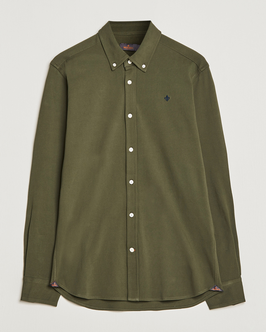 Mies | Kauluspaidat | Morris | Ivory Jersey Button Down Shirt Green