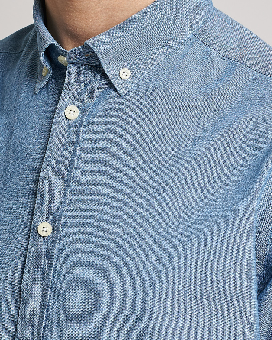Mies | Kauluspaidat | Morris | John Chambray Button Down Shirt Light Blue