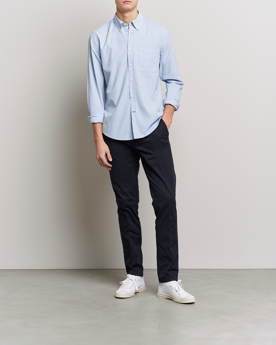 Mies | Kauluspaidat | Morris | Summer Corduroy Shirt Light Blue