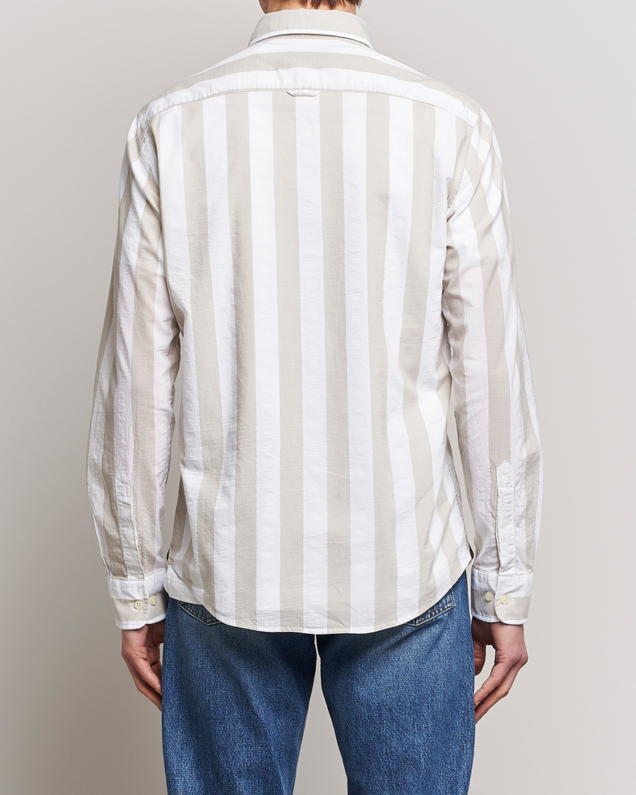 Mies | Kauluspaidat | Morris | Cotton Blockstripe Button Down Shirt Khaki/White