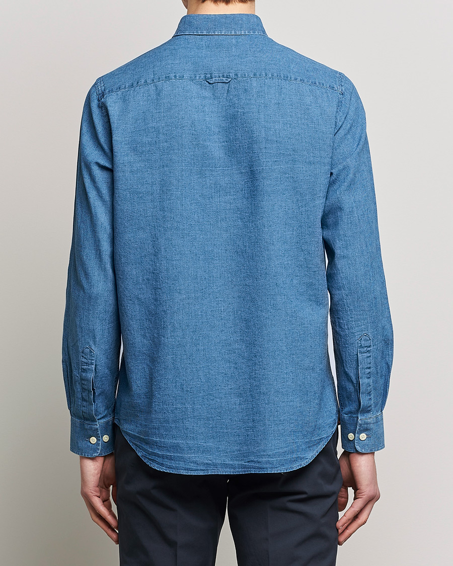 Mies | Kauluspaidat | Morris | Cotton /Linen Indigo Button Down Shirt Medium Blue