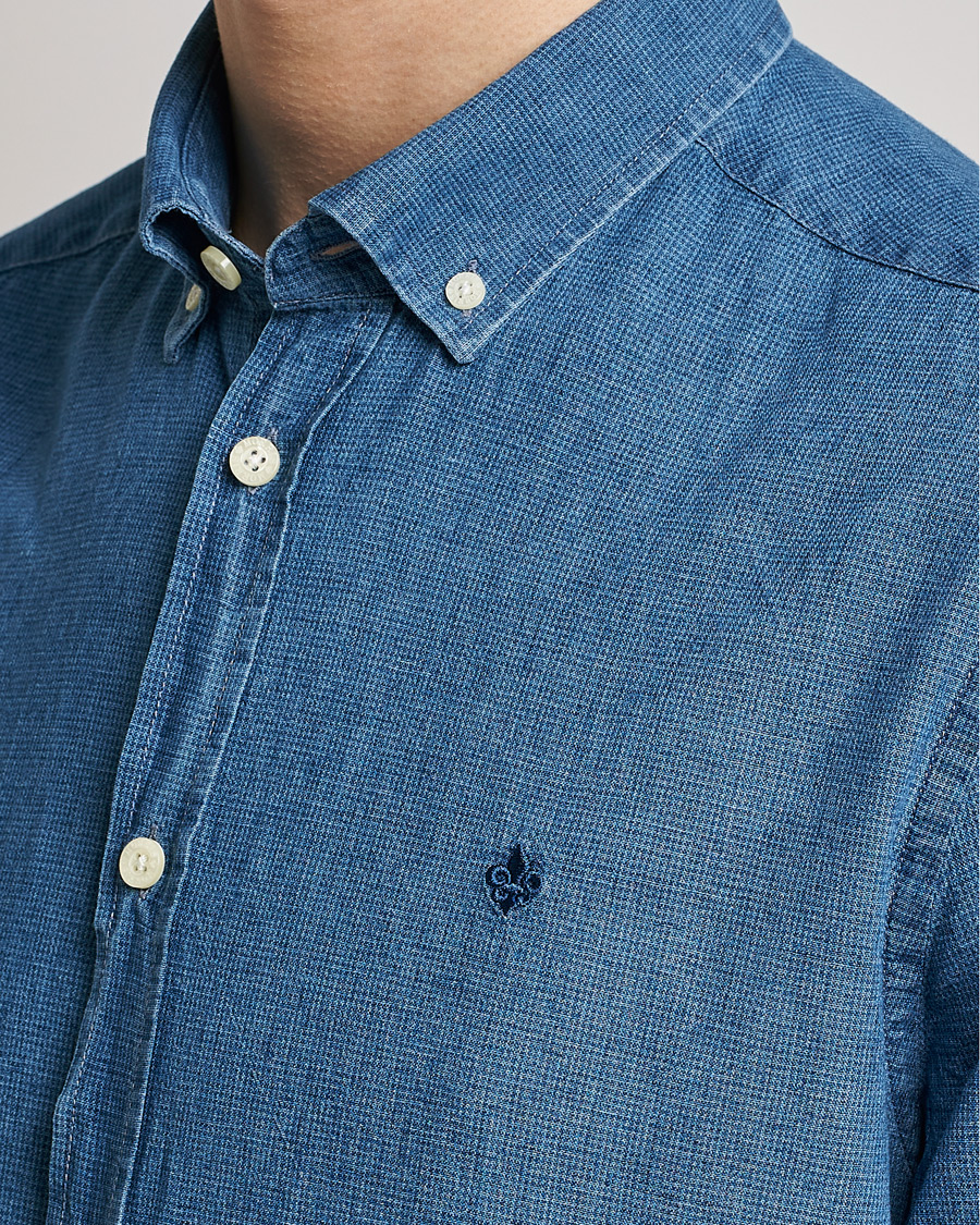 Mies | Kauluspaidat | Morris | Cotton /Linen Indigo Button Down Shirt Medium Blue