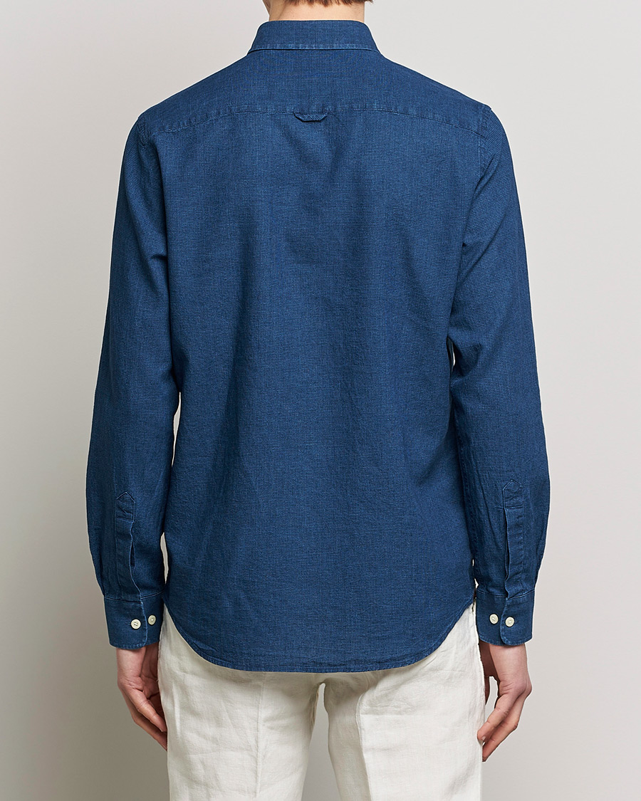 Mies | Kauluspaidat | Morris | Cotton /Linen Indigo Button Down Shirt Dark Blue