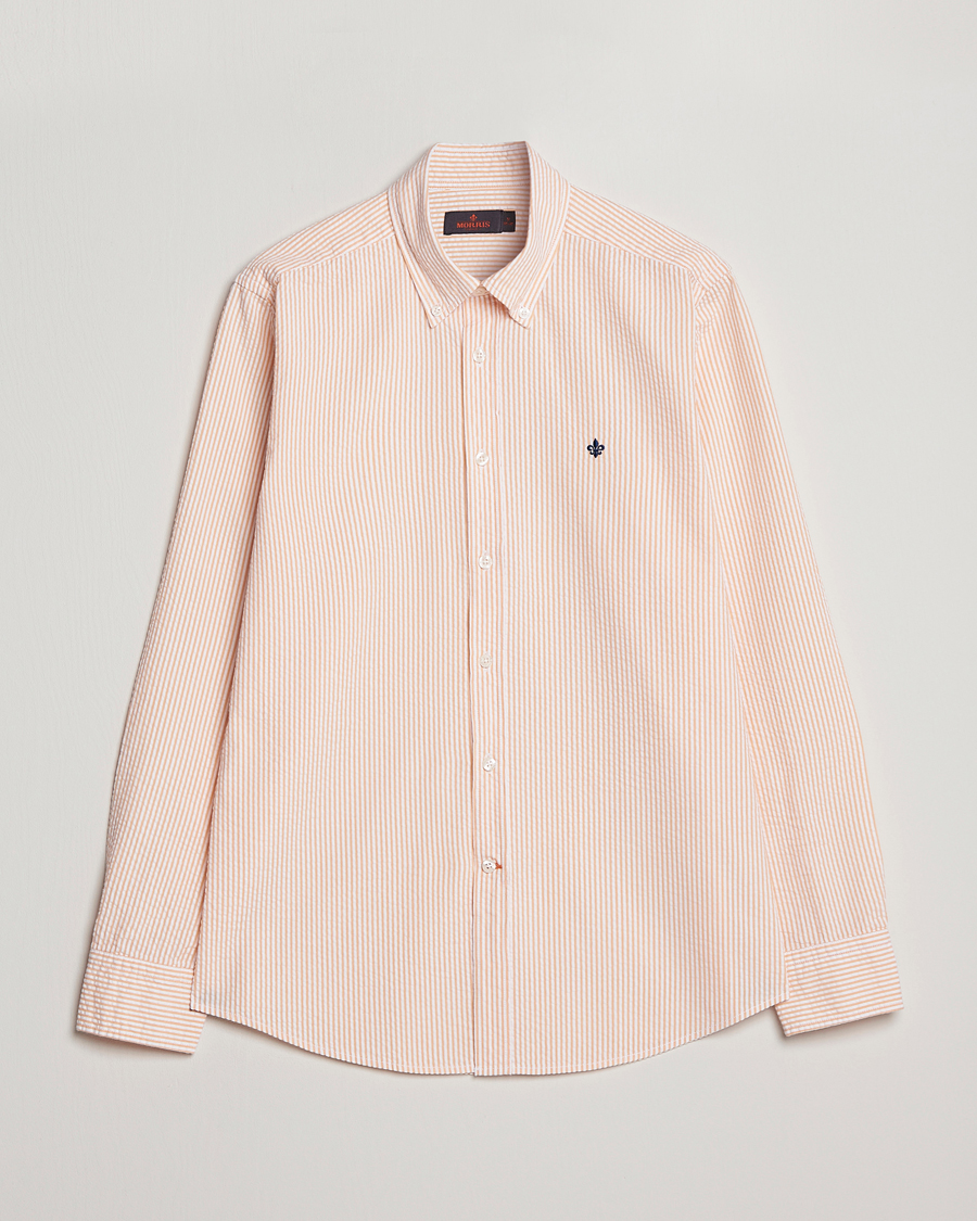 Mies | Kauluspaidat | Morris | Seersucker Button Down Shirt Orange/White