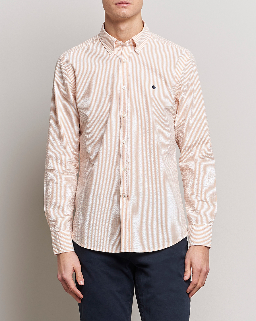 Mies | Rennot paidat | Morris | Seersucker Button Down Shirt Orange/White
