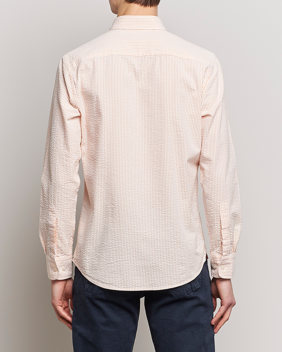 Mies | Kauluspaidat | Morris | Seersucker Button Down Shirt Orange/White