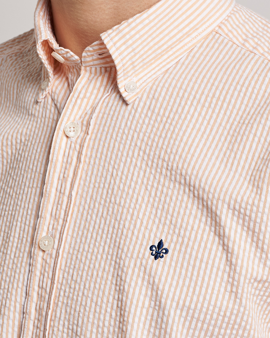 Mies | Kauluspaidat | Morris | Seersucker Button Down Shirt Orange/White