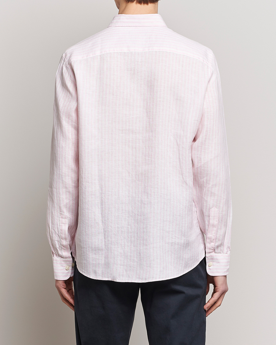 Mies | Kauluspaidat | Morris | Douglas Linen Button Down Striped Shirt Pink/White