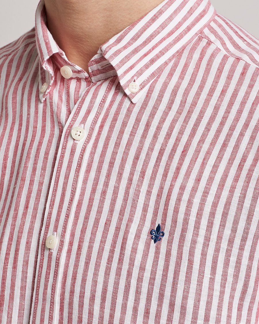 Mies | Kauluspaidat | Morris | Douglas Linen Button Down Striped Shirt Orange/White