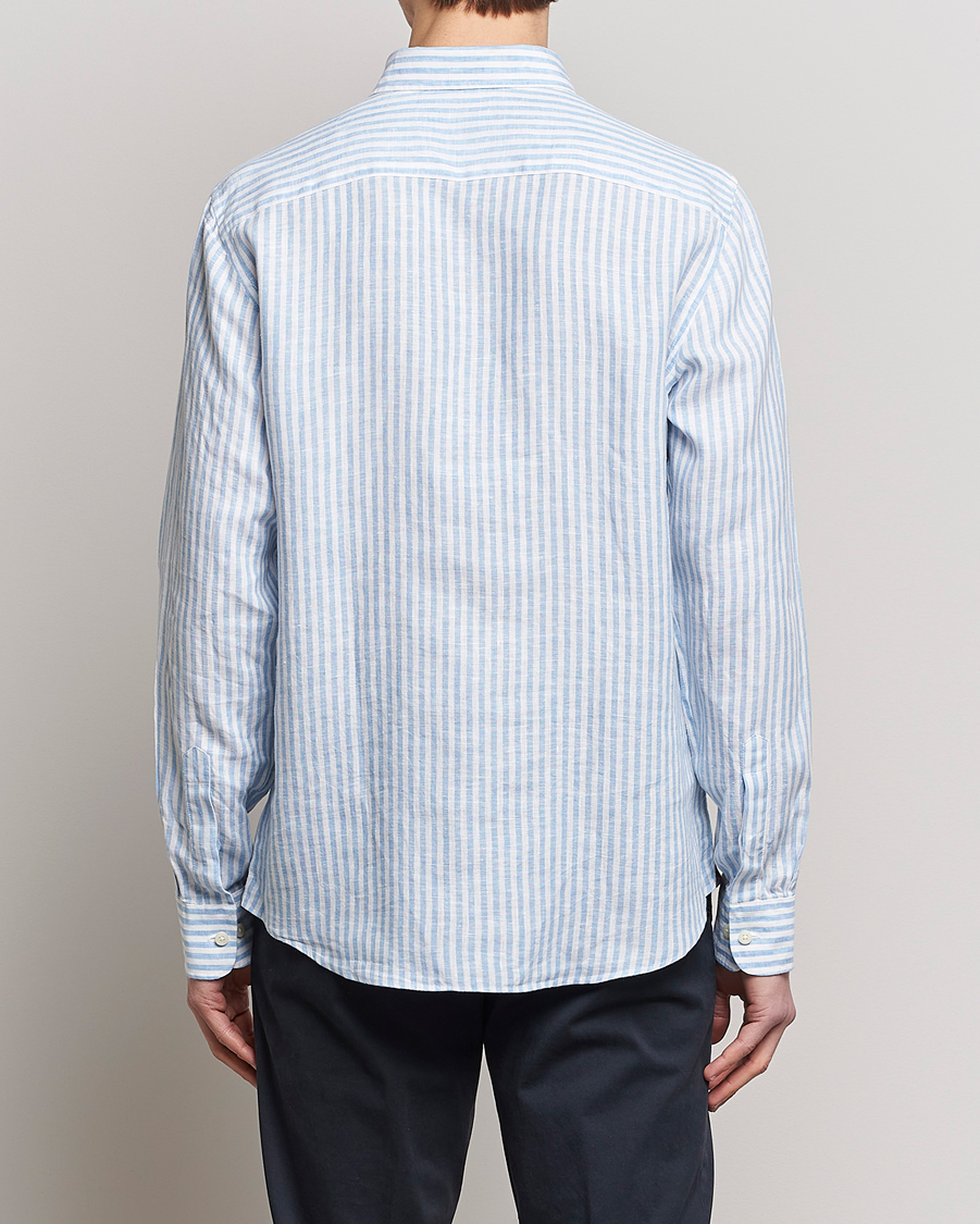 Mies | Kauluspaidat | Morris | Douglas Linen Button Down Striped Shirt Blue/White