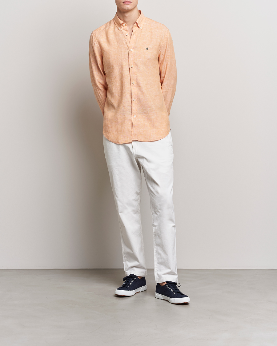 Mies | Kauluspaidat | Morris | Douglas Linen Button Down Shirt Orange