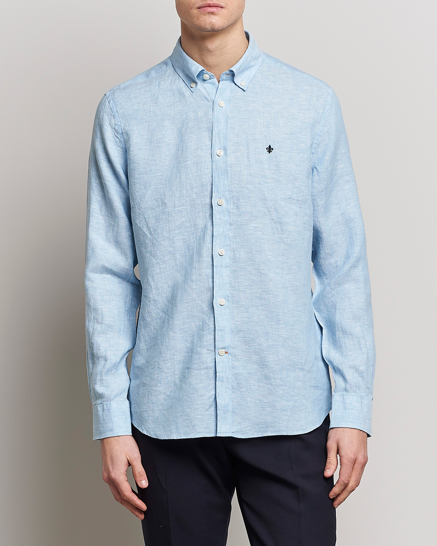 Mies | Kauluspaidat | Morris | Douglas Linen Button Down Shirt Light Blue