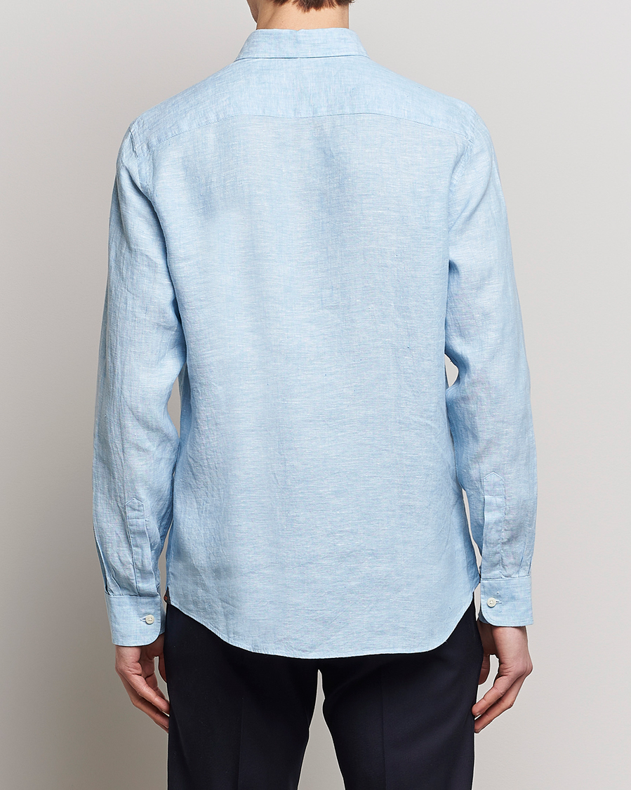 Mies | Kauluspaidat | Morris | Douglas Linen Button Down Shirt Light Blue