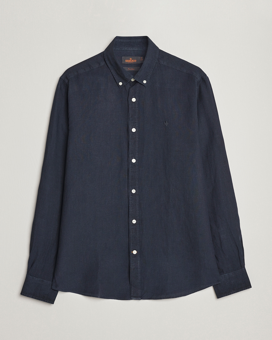 Mies | Kauluspaidat | Morris | Douglas Linen Button Down Shirt Navy