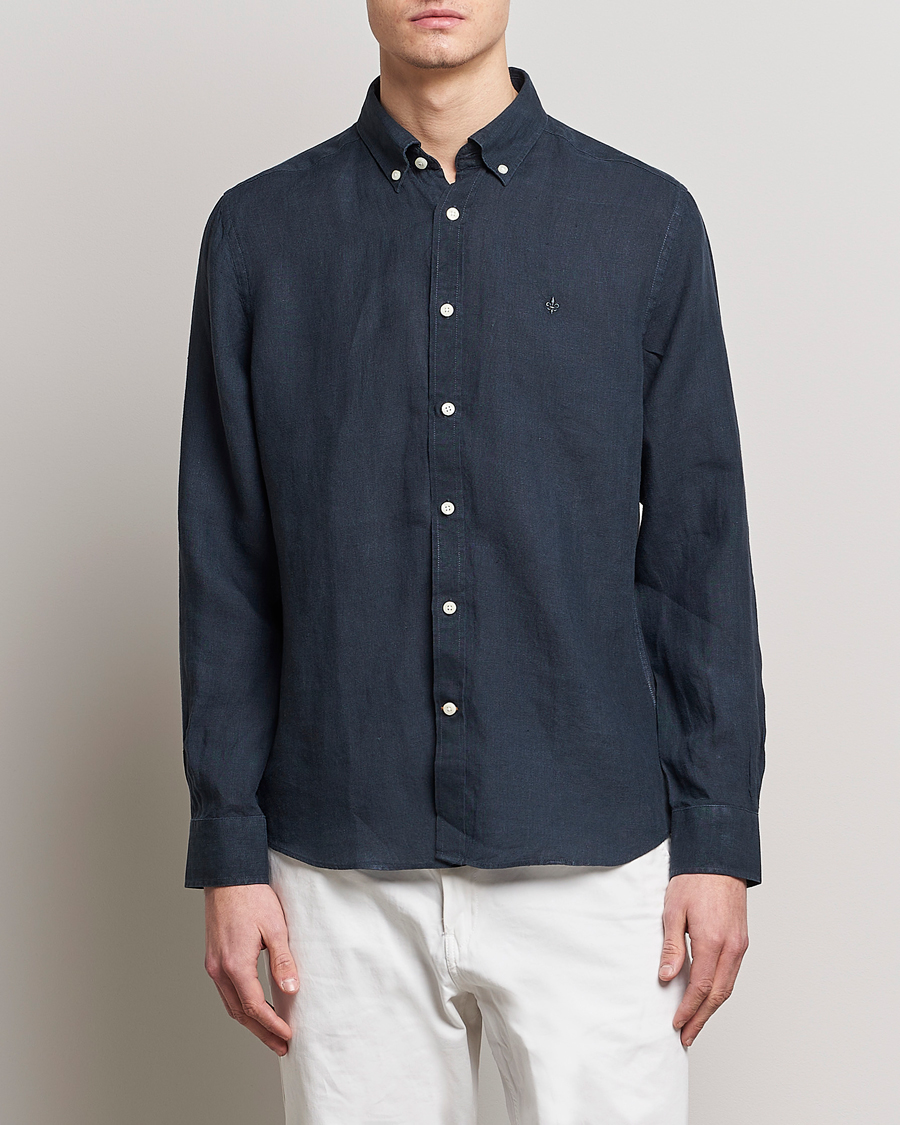 Mies | Kauluspaidat | Morris | Douglas Linen Button Down Shirt Navy