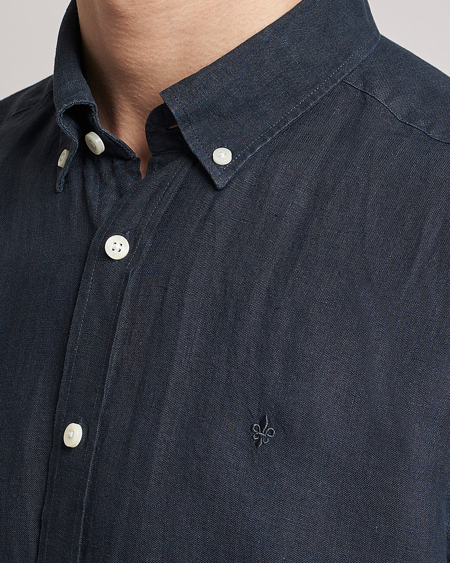 Mies | Kauluspaidat | Morris | Douglas Linen Button Down Shirt Navy
