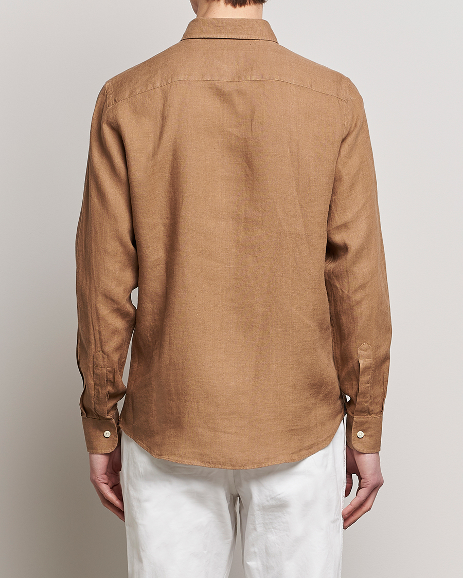 Mies | Kauluspaidat | Morris | Douglas Linen Button Down Shirt Khaki Brown