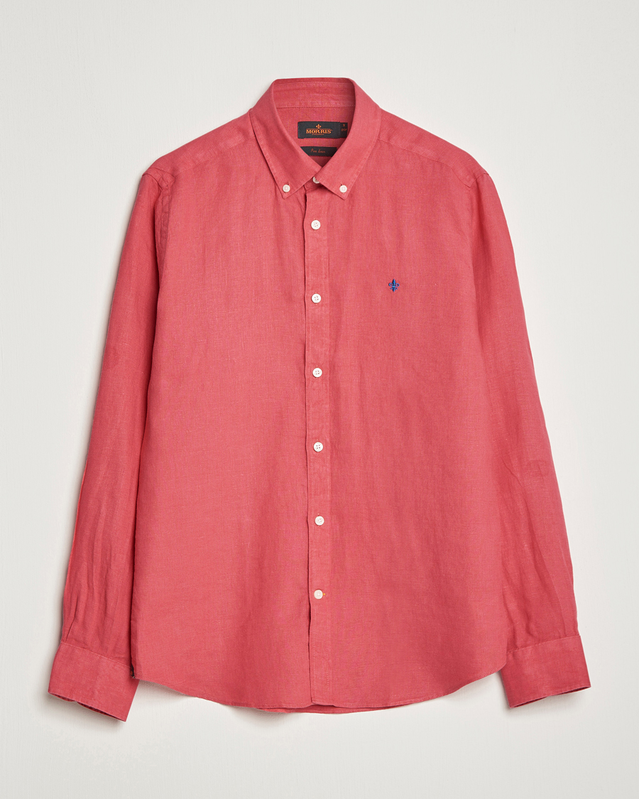 Mies | Kauluspaidat | Morris | Douglas Linen Button Down Shirt Red