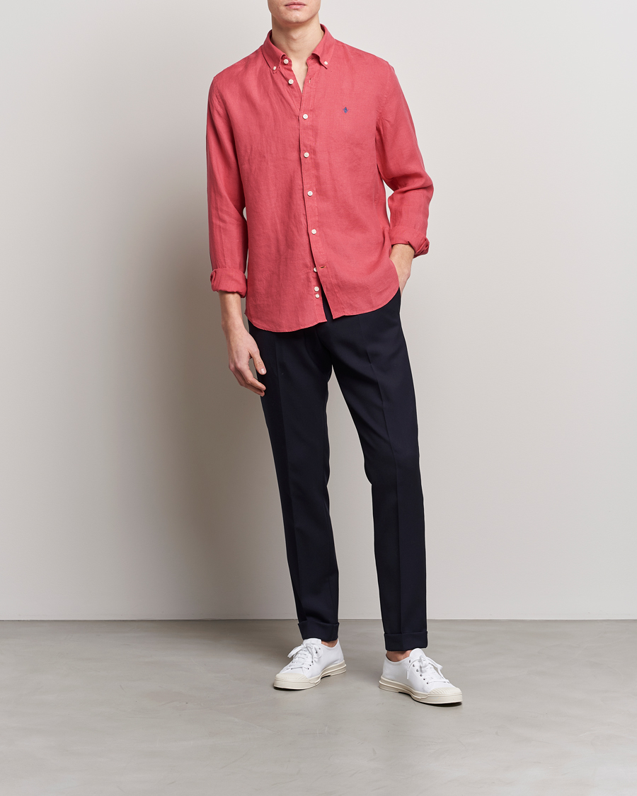 Mies | Kauluspaidat | Morris | Douglas Linen Button Down Shirt Red