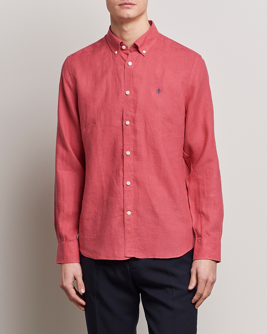 Mies |  | Morris | Douglas Linen Button Down Shirt Red