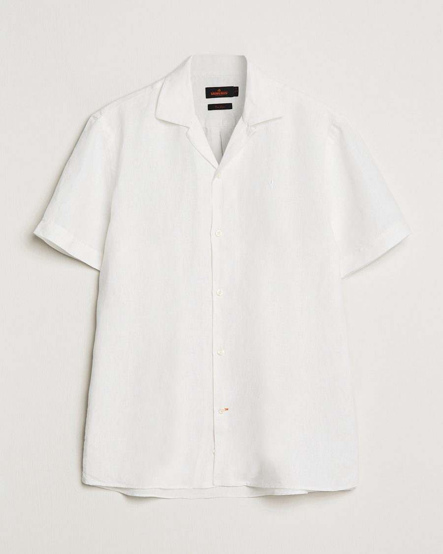 Mies | Kauluspaidat | Morris | Douglas Linen Short Sleeve Shirt White