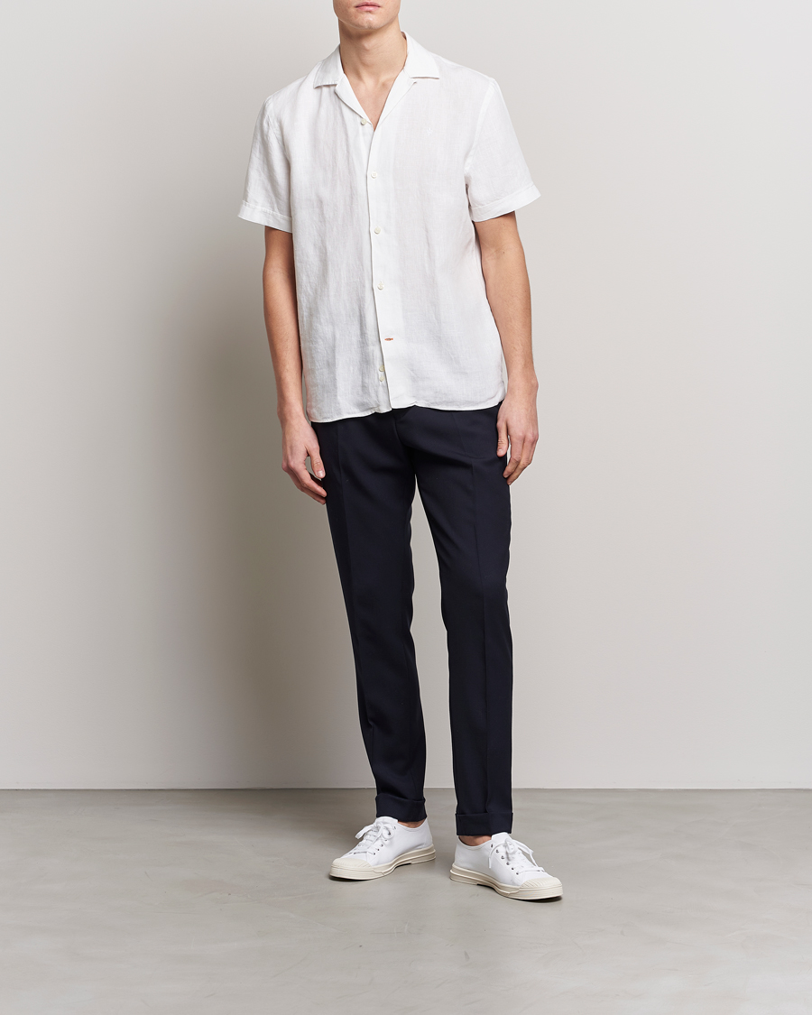 Mies | Kauluspaidat | Morris | Douglas Linen Short Sleeve Shirt White