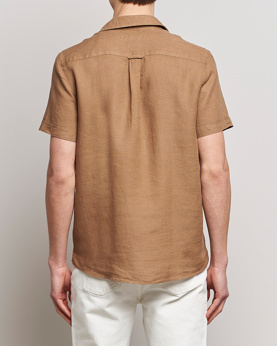 Mies | Kauluspaidat | Morris | Douglas Linen Short Sleeve Shirt Khaki Brown