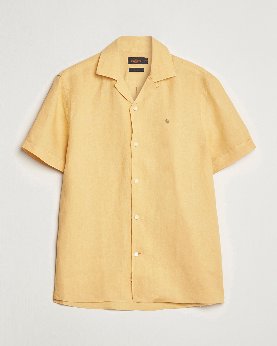 Mies | Kauluspaidat | Morris | Douglas Linen Short Sleeve Shirt Yellow