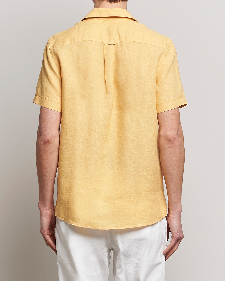 Mies | Kauluspaidat | Morris | Douglas Linen Short Sleeve Shirt Yellow