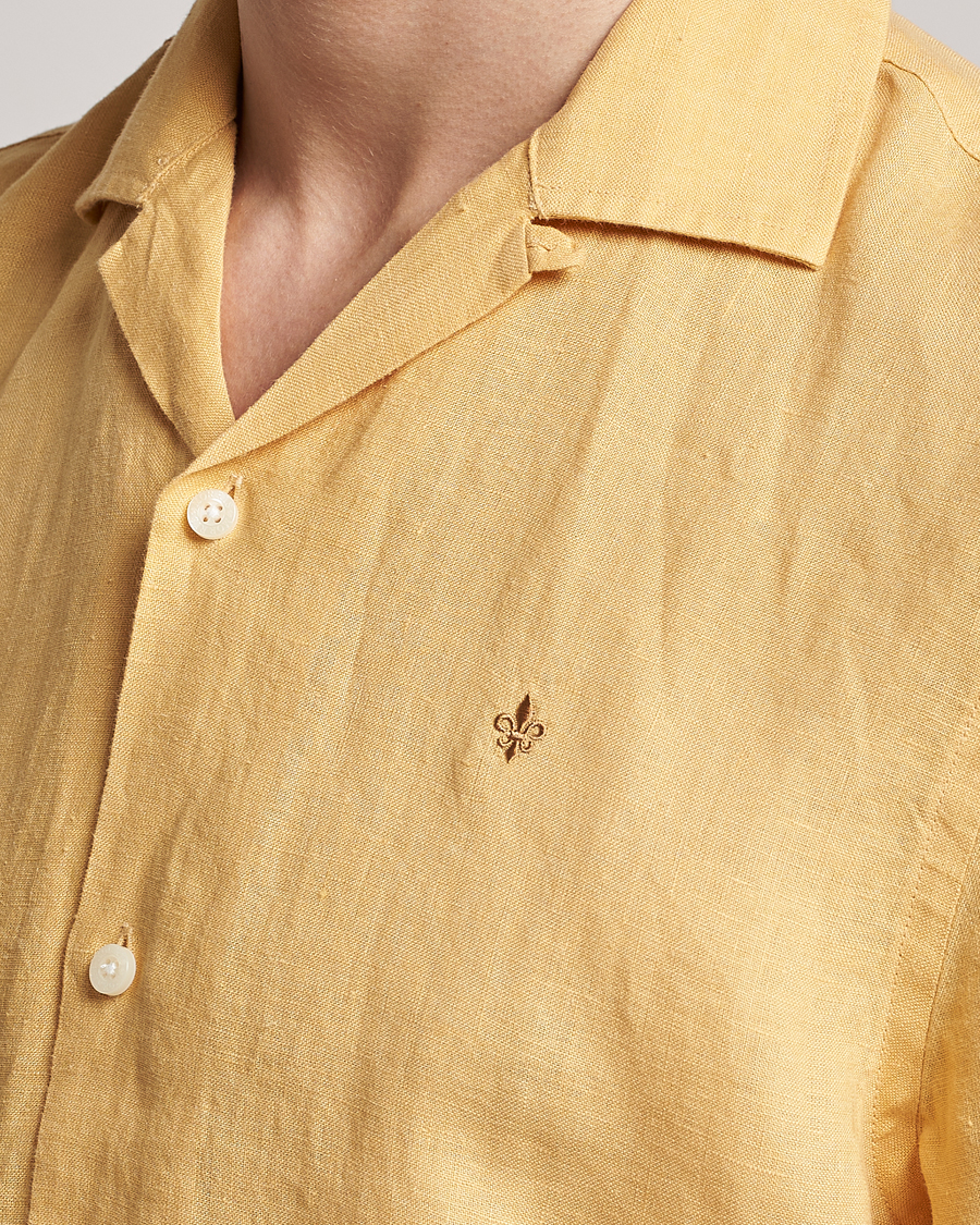 Mies | Kauluspaidat | Morris | Douglas Linen Short Sleeve Shirt Yellow
