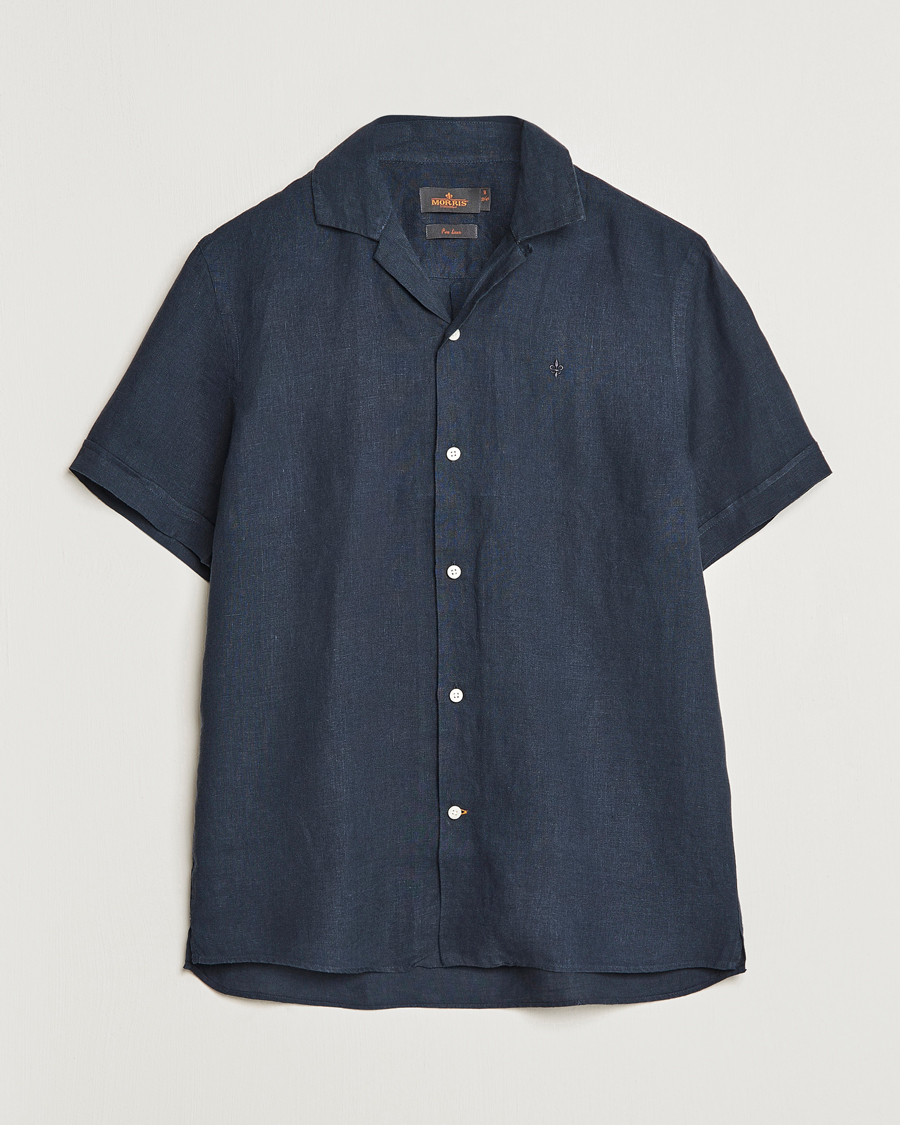Mies | Kauluspaidat | Morris | Douglas Linen Short Sleeve Shirt Navy