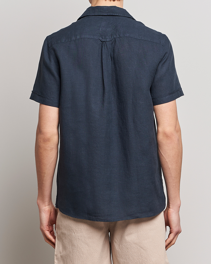Mies | Kauluspaidat | Morris | Douglas Linen Short Sleeve Shirt Navy