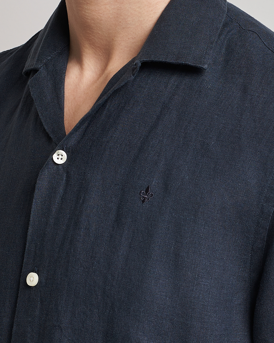 Mies | Kauluspaidat | Morris | Douglas Linen Short Sleeve Shirt Navy