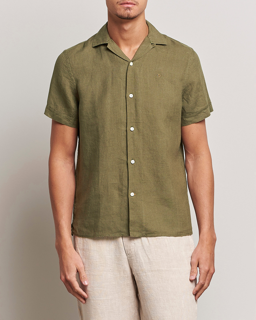 Mies | Morris | Morris | Douglas Linen Short Sleeve Shirt Dark Green