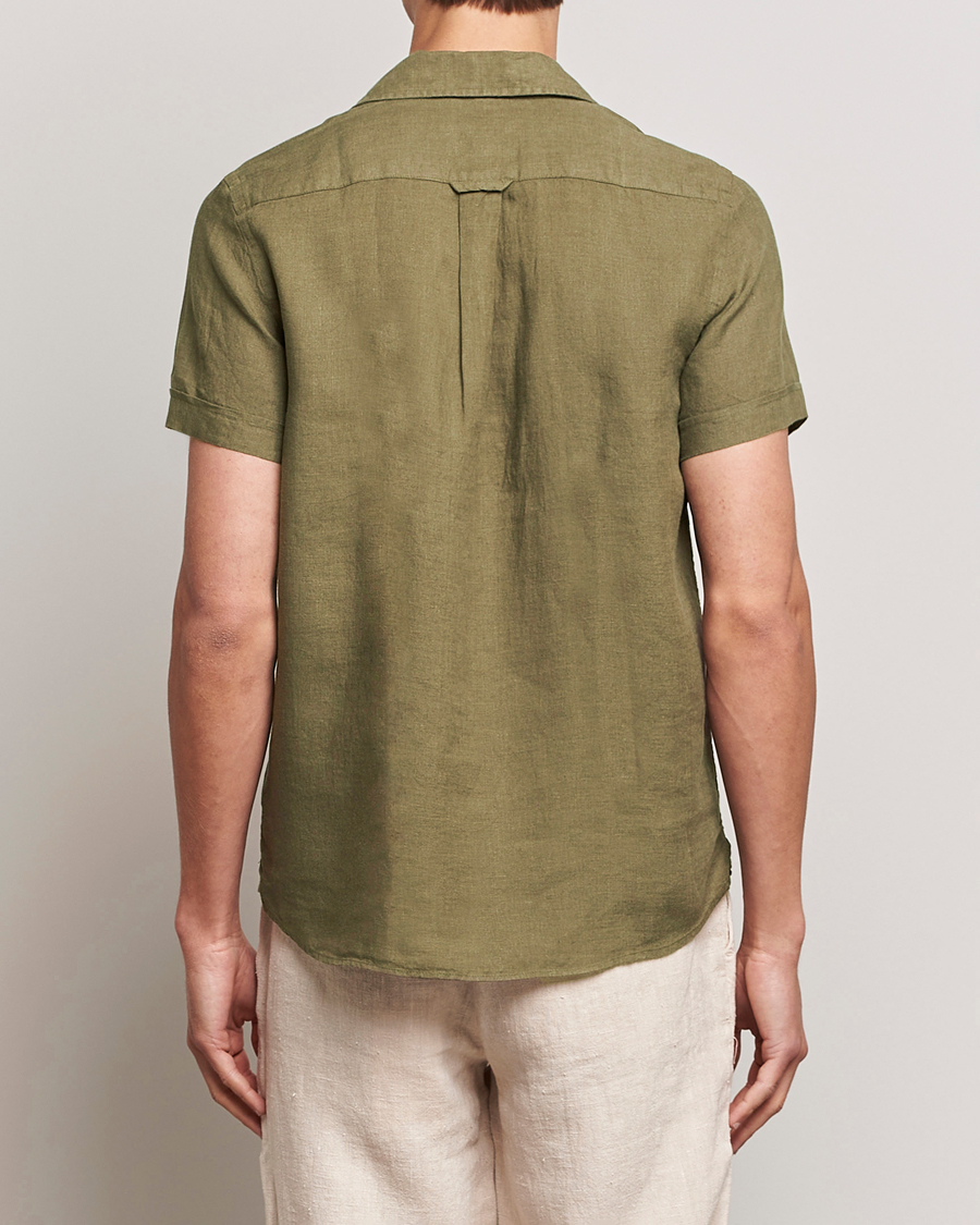 Mies | Kauluspaidat | Morris | Douglas Linen Short Sleeve Shirt Dark Green