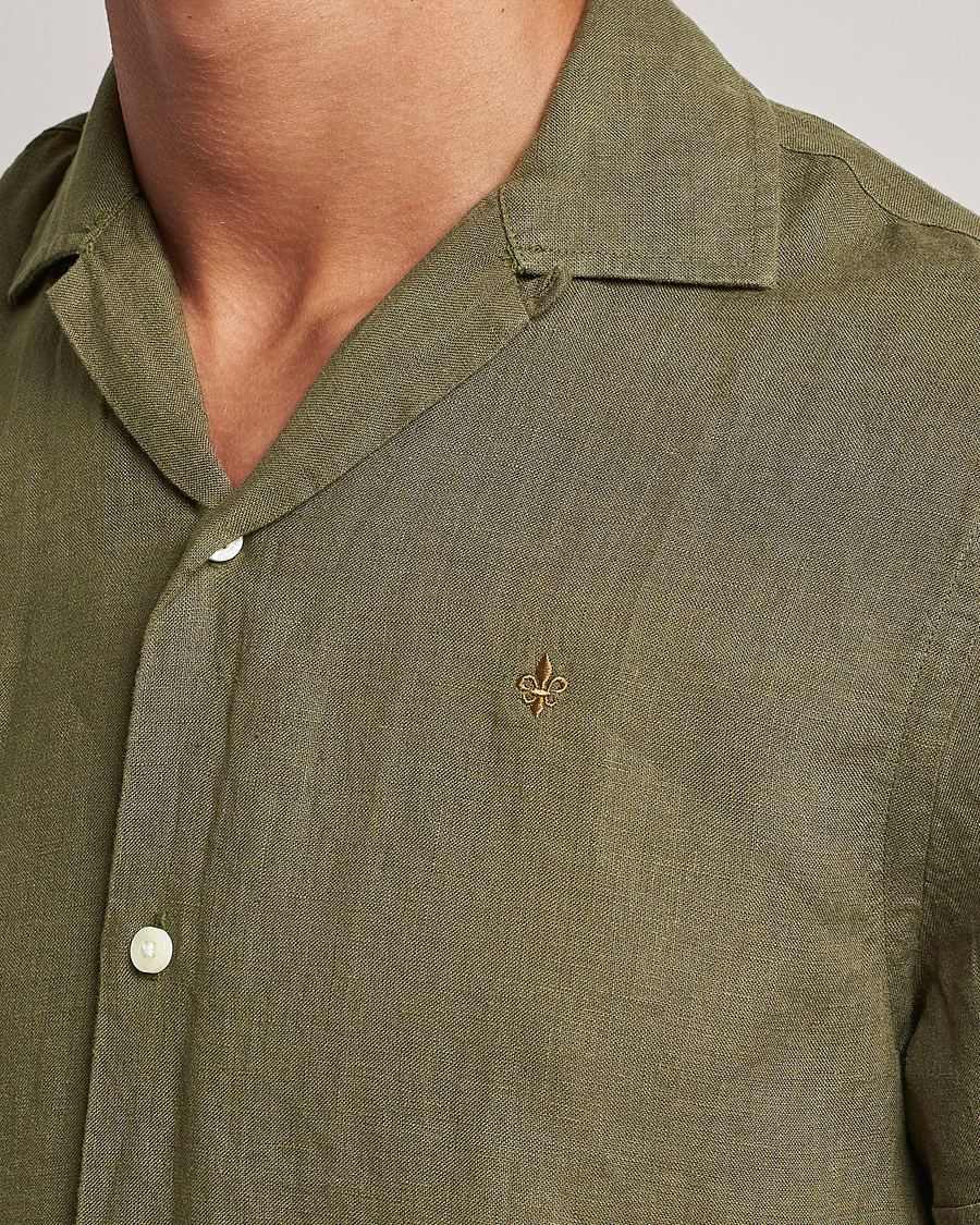 Mies | Kauluspaidat | Morris | Douglas Linen Short Sleeve Shirt Dark Green