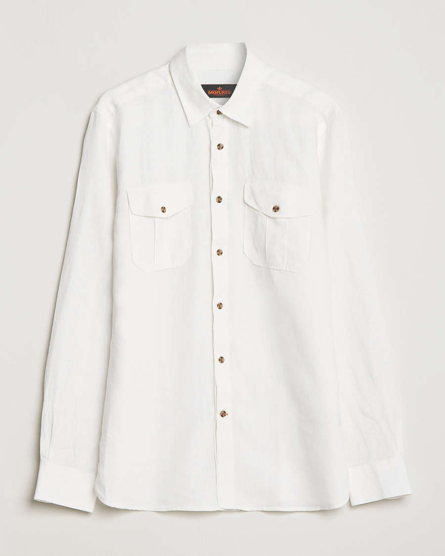 Mies | Kauluspaidat | Morris | Safari Linen Shirt White