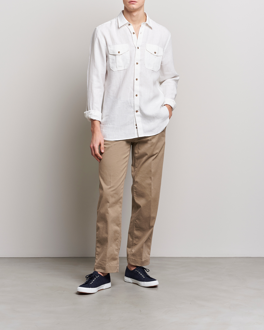 Mies | Kauluspaidat | Morris | Safari Linen Shirt White