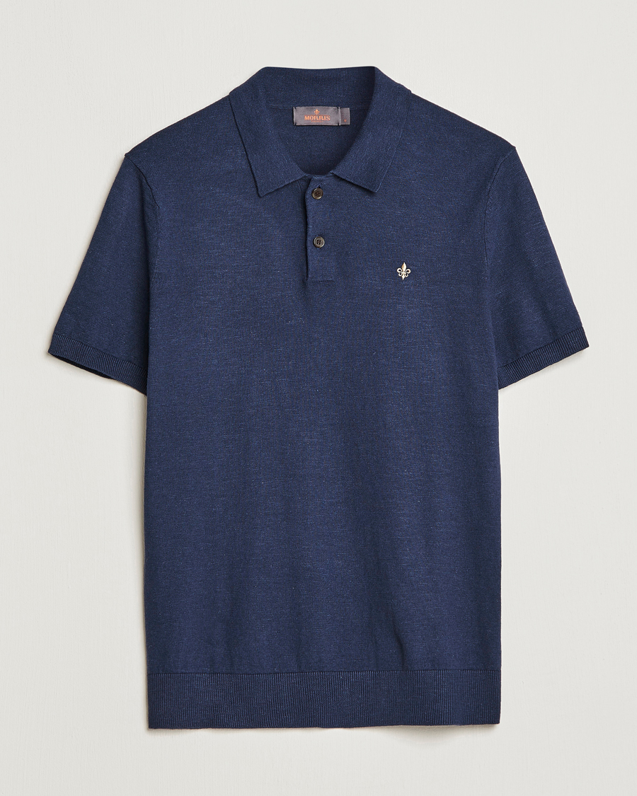 Mies | Pikeet | Morris | Harold Cotton/Linen Summer Polo Navy