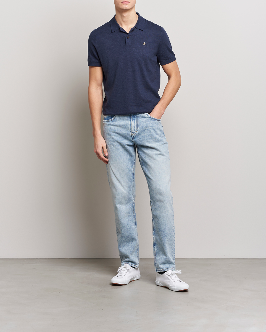 Mies | Pikeet | Morris | Harold Cotton/Linen Summer Polo Navy