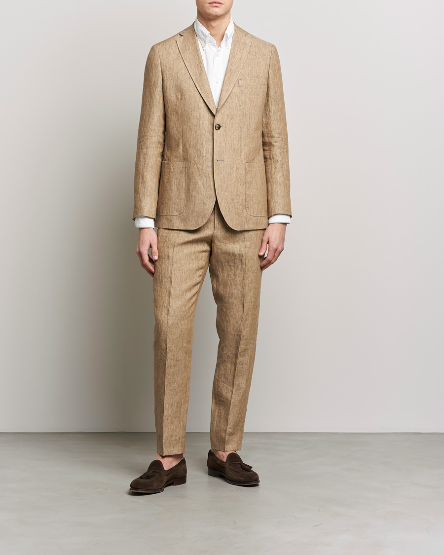 Mies | Housut | Morris | Bobby Linen Suit Trousers Khaki