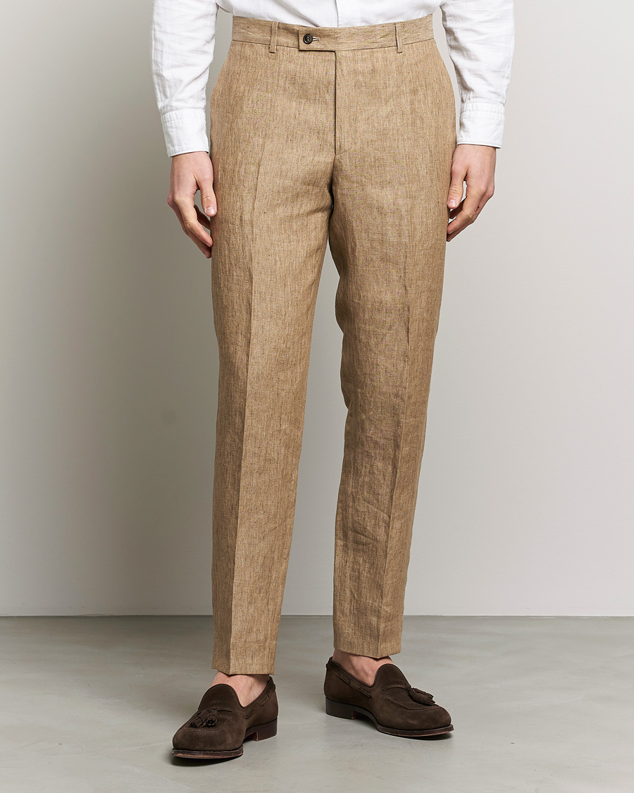 Mies | Pellavahousut | Morris | Bobby Linen Suit Trousers Khaki