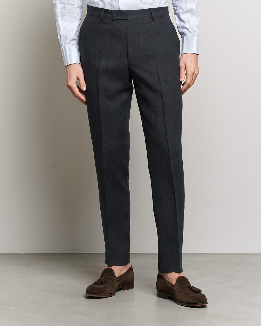 Mies | Pellavahousut | Morris | Bobby Linen Suit Trousers Navy