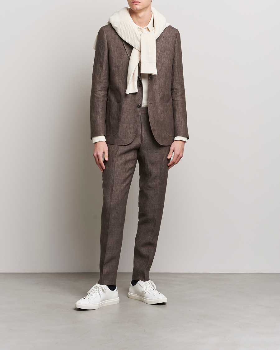 Mies | Housut | Morris | Bobby Linen Suit Trousers Brown