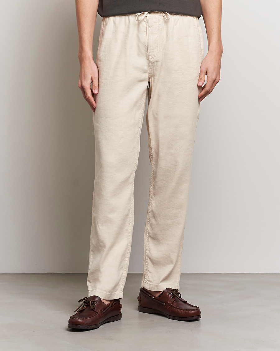 Mies |  | Morris | Fenix Linen Drawstring Trousers Beige
