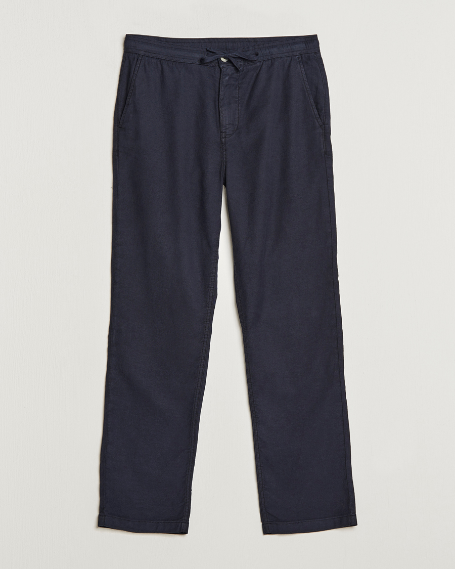 Mies | Housut | Morris | Fenix Linen Drawstring Trousers Navy