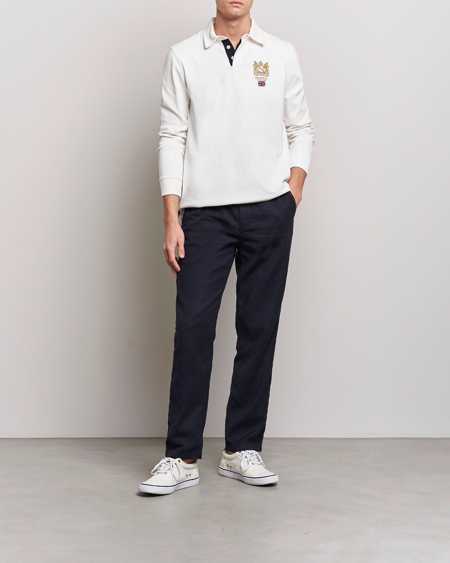 Mies | Housut | Morris | Fenix Linen Drawstring Trousers Navy