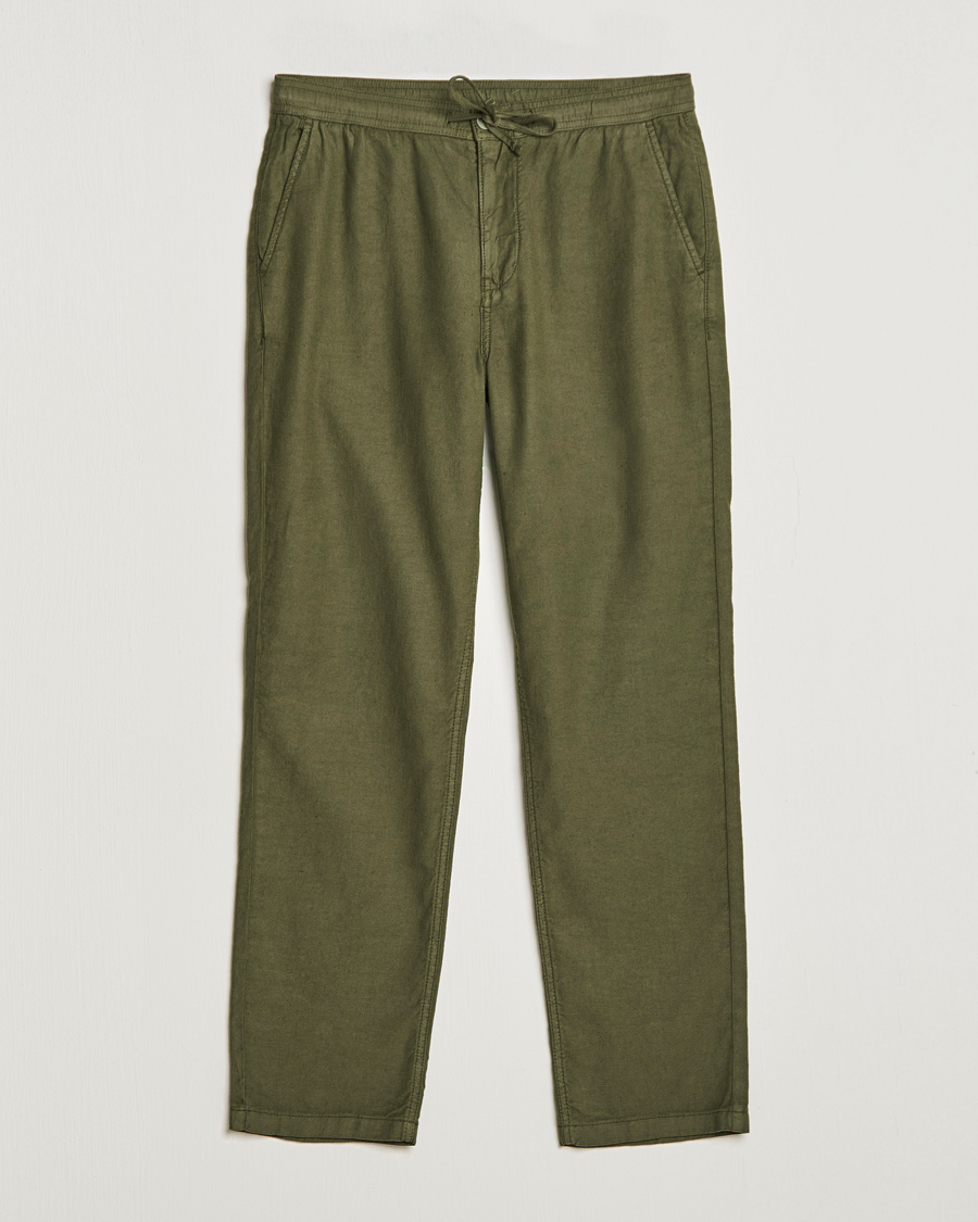 Mies | Housut | Morris | Fenix Linen Drawstring Trousers Olive