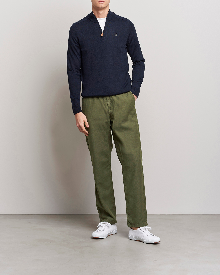 Mies | Housut | Morris | Fenix Linen Drawstring Trousers Olive